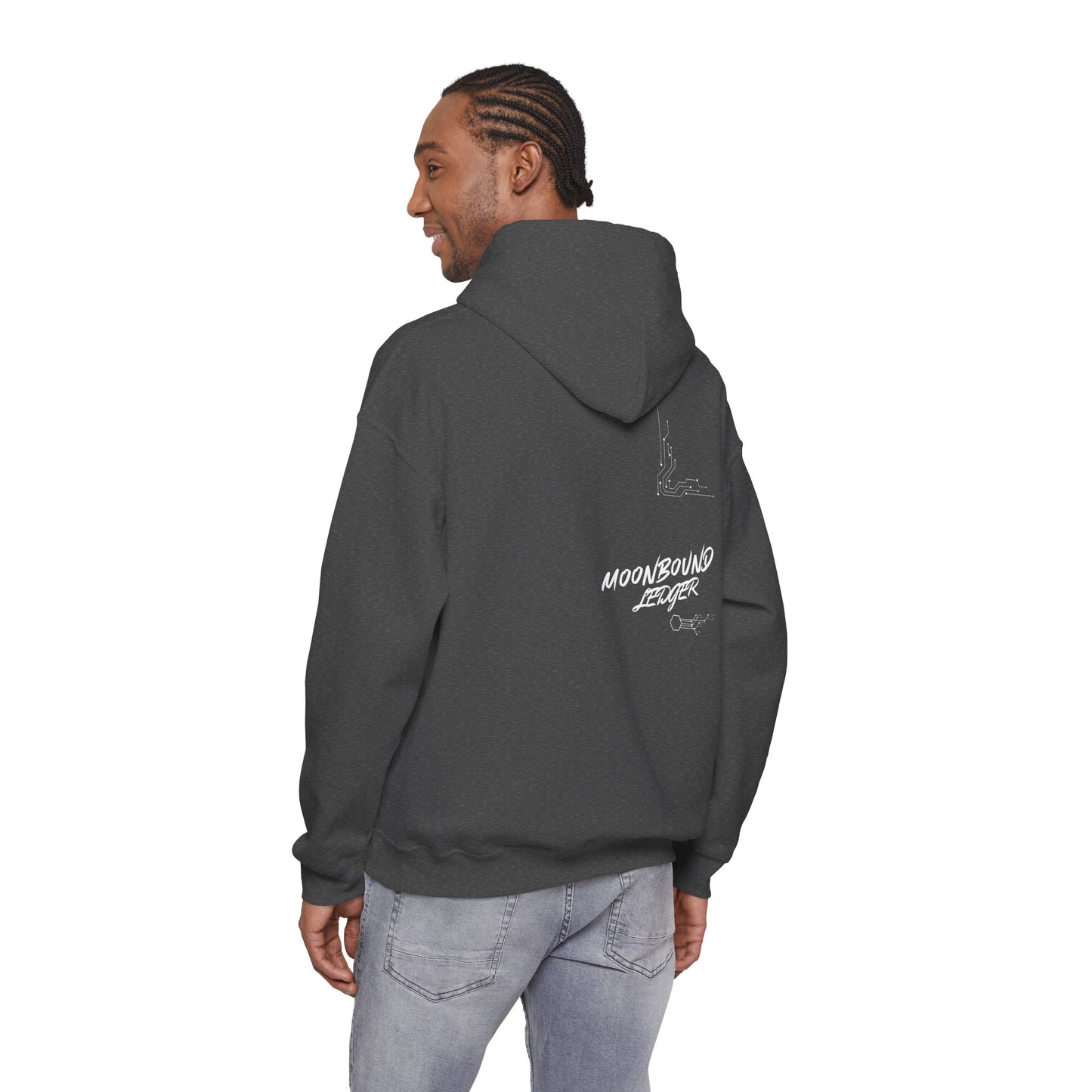 Moonbound Ledger Hoodie — Minimal Lunar Line Art Pullover