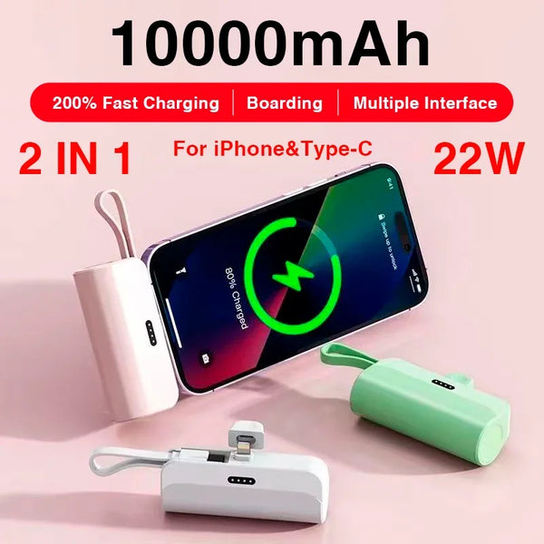 Sexyiness™ Mini Capsule Power Bank 10000 mAh for iPhone/ Type-c