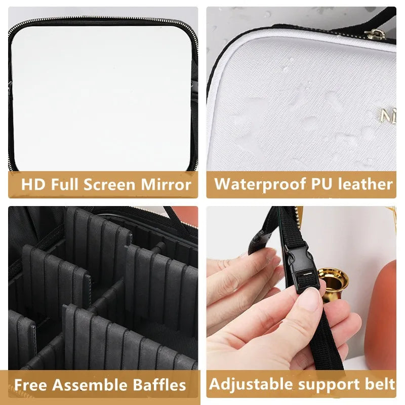 Niceland™ Leather Cosmetic Case with LED Mirror